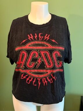 AC/DC Black Tee with Red and Gold Logo